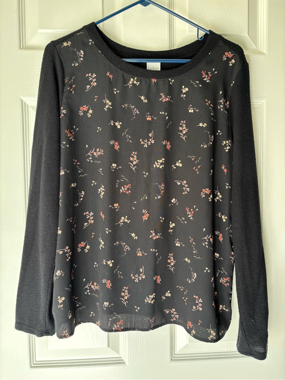 Kaileigh Black Floral Long Sleeve Tee with Pink & Cream Blooms Stitch Fix